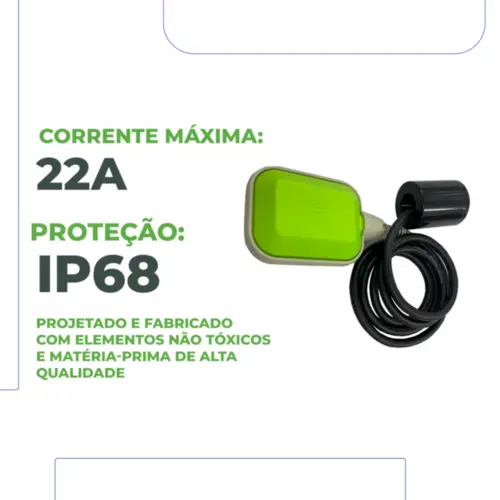 Chave Boia Sensor De Nível Eurobombas 22a 1,5 Metros