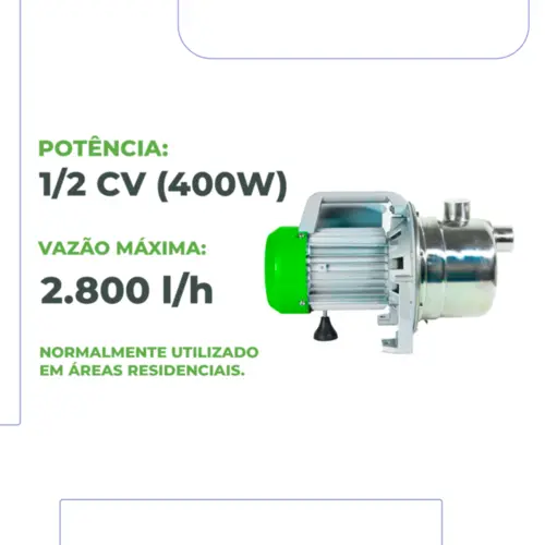 Bomba Autoaspirante Eurobombas Jetinox-400 1/2CV Monofasica 220V - Até 30 metros