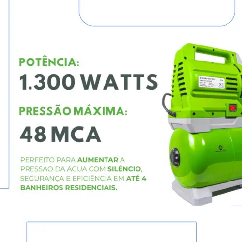 Pressurizador de Água Eurobombas EB-48 1,76CV Monofasica 220V - Até 4 Banheiros