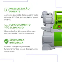 Pressurizador de Água Eurobombas EB-48 1,76CV Monofasica 220V - Até 4 Banheiros