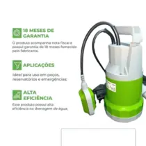 Bomba Submersivel Para Drenagem Eurobombas Euro Eb-05 1/2cv Monofasico 220v