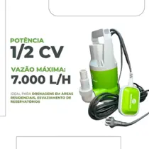 Bomba Submersivel Para Drenagem Eurobombas Euro Eb-05 1/2cv Monofasico 220v