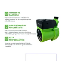 Pressurizador de Água Eurobombas EPA 15-9-120 120W 0,16CV Monofásica 110V