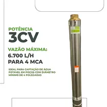 Bomba Submersa Caneta Eurobombas 4ESM2-18 3CV 4 Polegadas Monofásica 220V - Com Control Box
