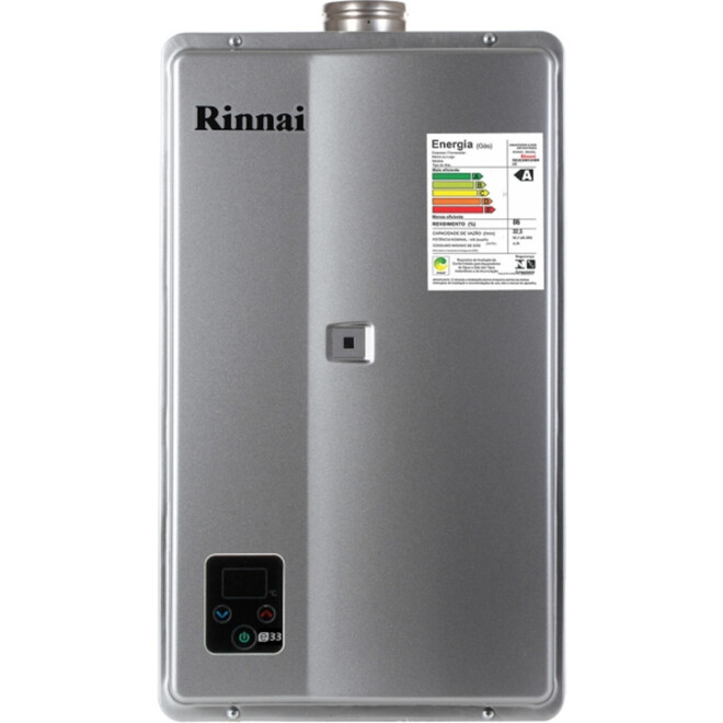 Aquecedor A Gas Digital Rinnai REU E331 FEH 32 5L GLP 110 220V Bivolt Prata