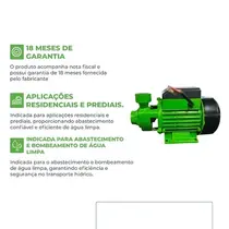 Bomba Periférica Eurobombas QB60 1/2CV Monofásica 127V