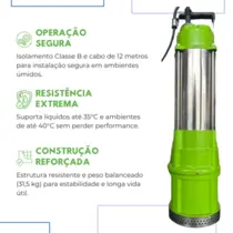 Bomba Submersível Água Limpa Eurobombas EBX6-50/4-2.2B 3CV Trifásica 220V