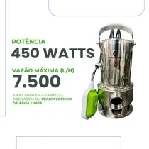 Bomba Submersível Para Água Suja Eurobombas EB Euroinox-450 0,61CV Monofásica 220V