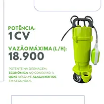 Bomba Submersível para Agua Turva Eurobombas QDX6-18-0.75F 1CV Monofásica 220V