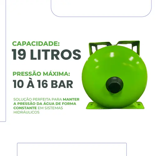 Tanque de Expansão Pressão Horizontal Eurobombas EB-H19 de 19 Litros