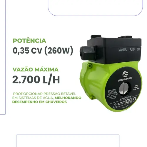 Pressurizador Eurobombas EPA 25-12-260 260w Monofásico 110v