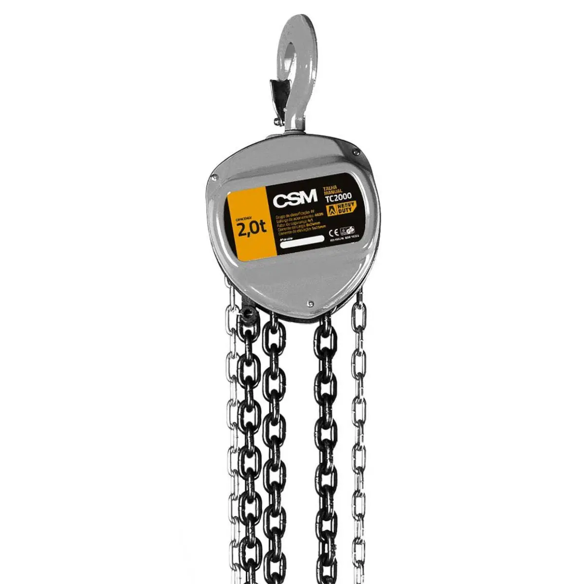 TALHA MANUAL CSM TC 2000 - 02 TONELADAS COM 10 METROS DE CORRENTE