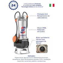 Bomba Submersível Pedrollo Para Esgoto Vxm 10/50-N 1cv Monofásico 220v Com Boia