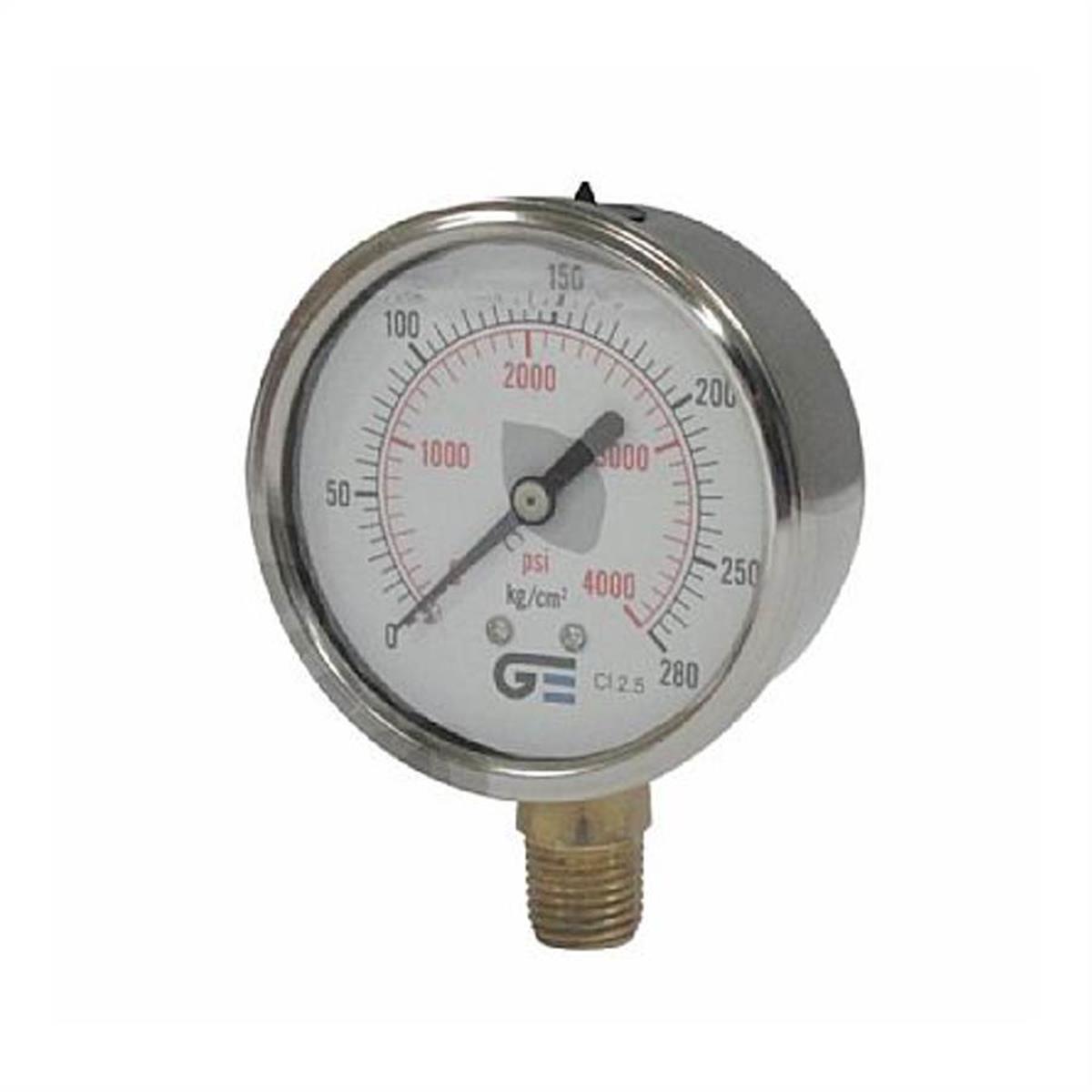 Manometro Genebre ø63mm Em Inox Com Glicerina Vertical 1/4 Npt "" 0 - 25kg