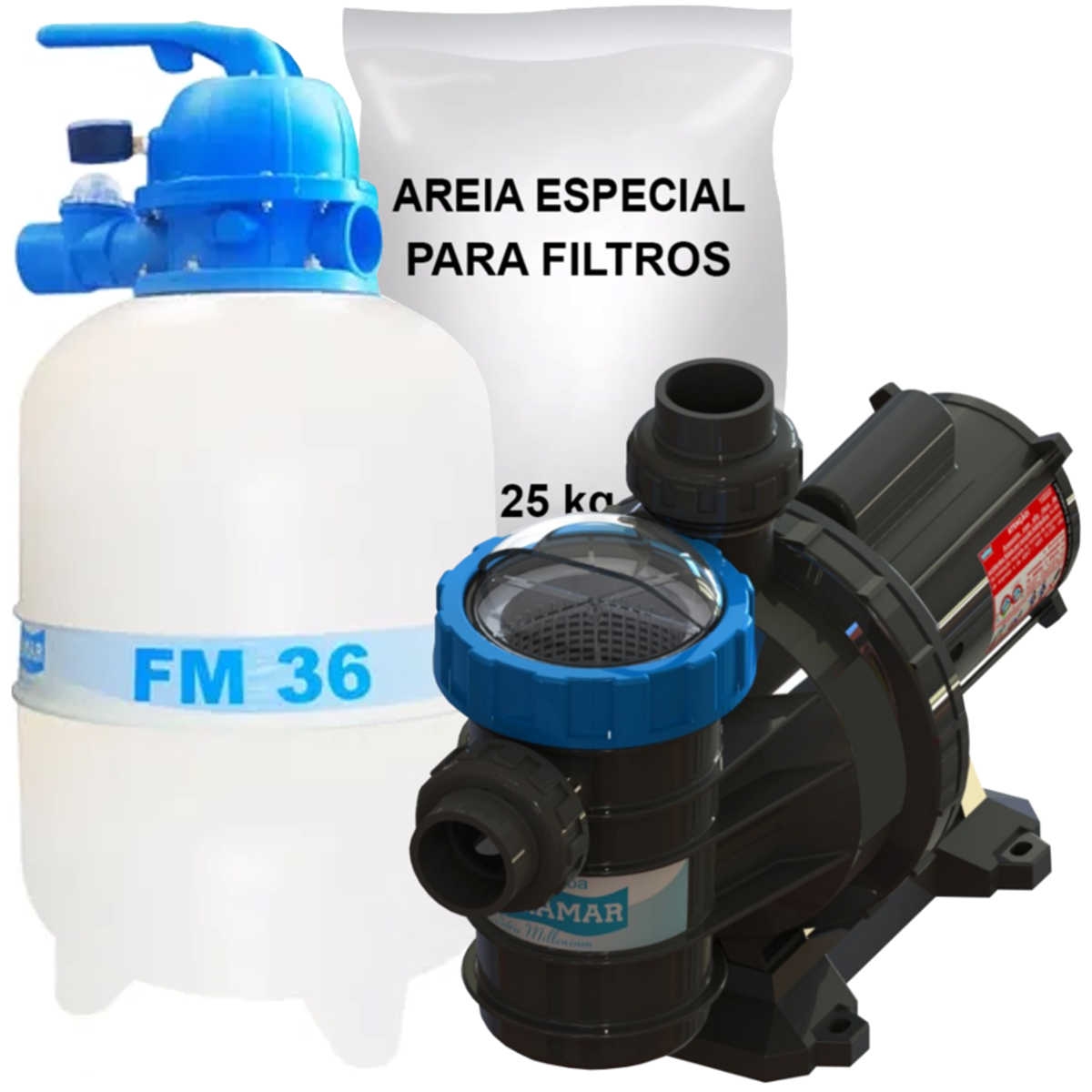 Kit Conjunto Sodramar Bomba Bmc-33 com Filtro Fm-36 com 50 Kg de Areia ...