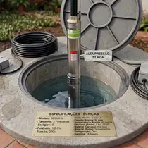 Bomba Submersa Caneta Eurobombas 3ESM2-9 1/2CV 3 Polegadas Monofásica 220V - Com Control Box