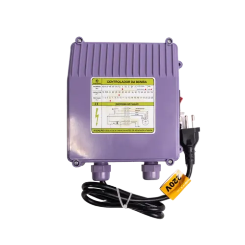 Control Box Eurobombas CB-3ESM2-18 para Bomba Submersa de 3 Polegadas 1CV Monofásica 220V 60HZ Roxo
