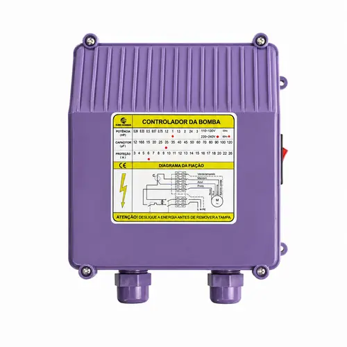 Control Box Eurobombas CB-3ESM2-18 para Bomba Submersa de 3 Polegadas 1CV Monofásica 220V 60HZ