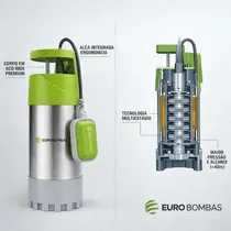 Bomba Submersível Eurobombas EB Euromulti-1000 1,36CV Monofásica 220V