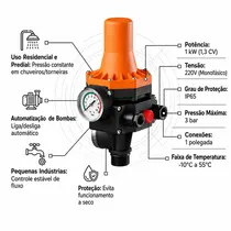Controlador Automático de Pressão Eurobombas EPC-3 1 kW 1,3CV Monofásica 220V