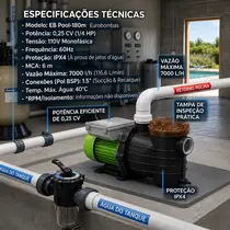 Bomba Para Piscina Eurobombas Eb Pool-180m 0,25cv Monofásica 220v