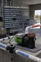 Bomba Para Piscina Eurobombas Eb Pool-750m 1cv Monofásica 220v
