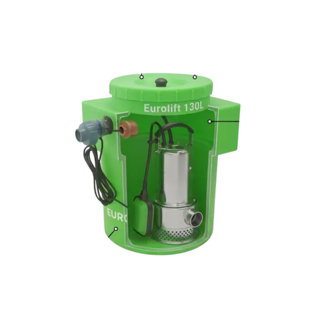 Estação Elevatória Eurolift 130L Com Bomba Submersível Eurobombas EB Euroinox 450W Monofásica 220V