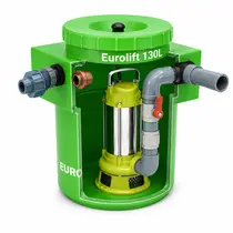 Estação Elevatória Eurolift 130L Com Bomba Submersível Trituradora Eurobombas WQ Destroyer-1100m 1,5CV Monofásica 220V