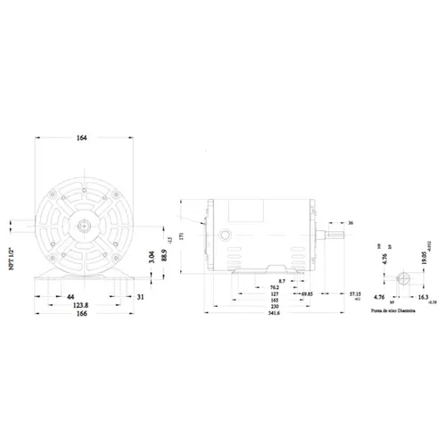 Motor Elétrico Weg 3 Cv Baixa Rotação Ip21 Trifásico 220v/380v