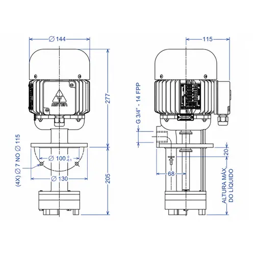 Bomba de Refrigeração Asten BME200-AL-ACBN-0370W-TRF-V09-H2-D00 0,5CV Trifásica 220/380/440V