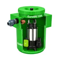 Estação Elevatória Eurolift 130L com Bomba Submersível Eurobombas EBS-750 1CV Monofásica 220V