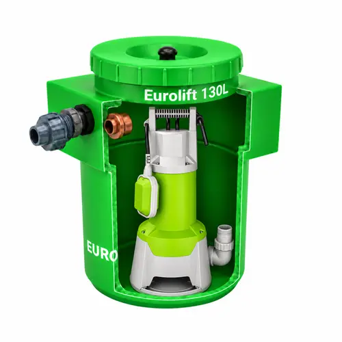 Estação Elevatória Eurolift 130L com Bomba Submersível Trituradora Eurobombas EB Europower-2000 2,72CV Monofásica 220V